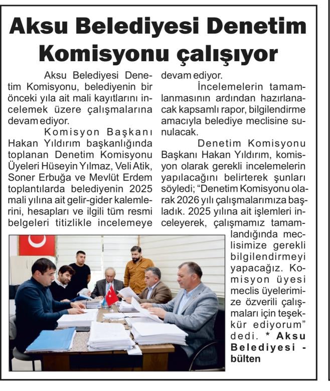 AKSU BELEDİYESİ DENETİM KOMİSYONU ÇALIŞIYOR