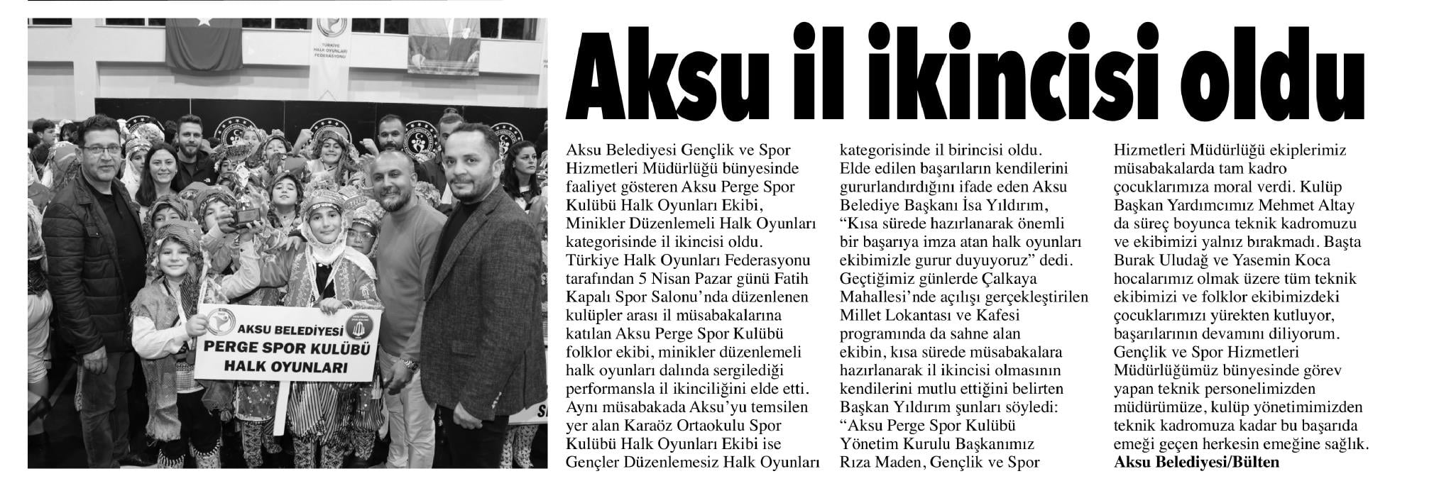 AKSU İL İKİNCİSİ OLDU