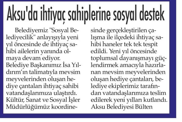 AKSU’DA İHTİYAÇ SAHİPLERİNE SOSYAL DESTEK