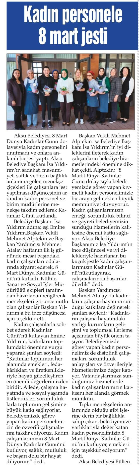 KADIN PERSONELE 8 MART JESTİ