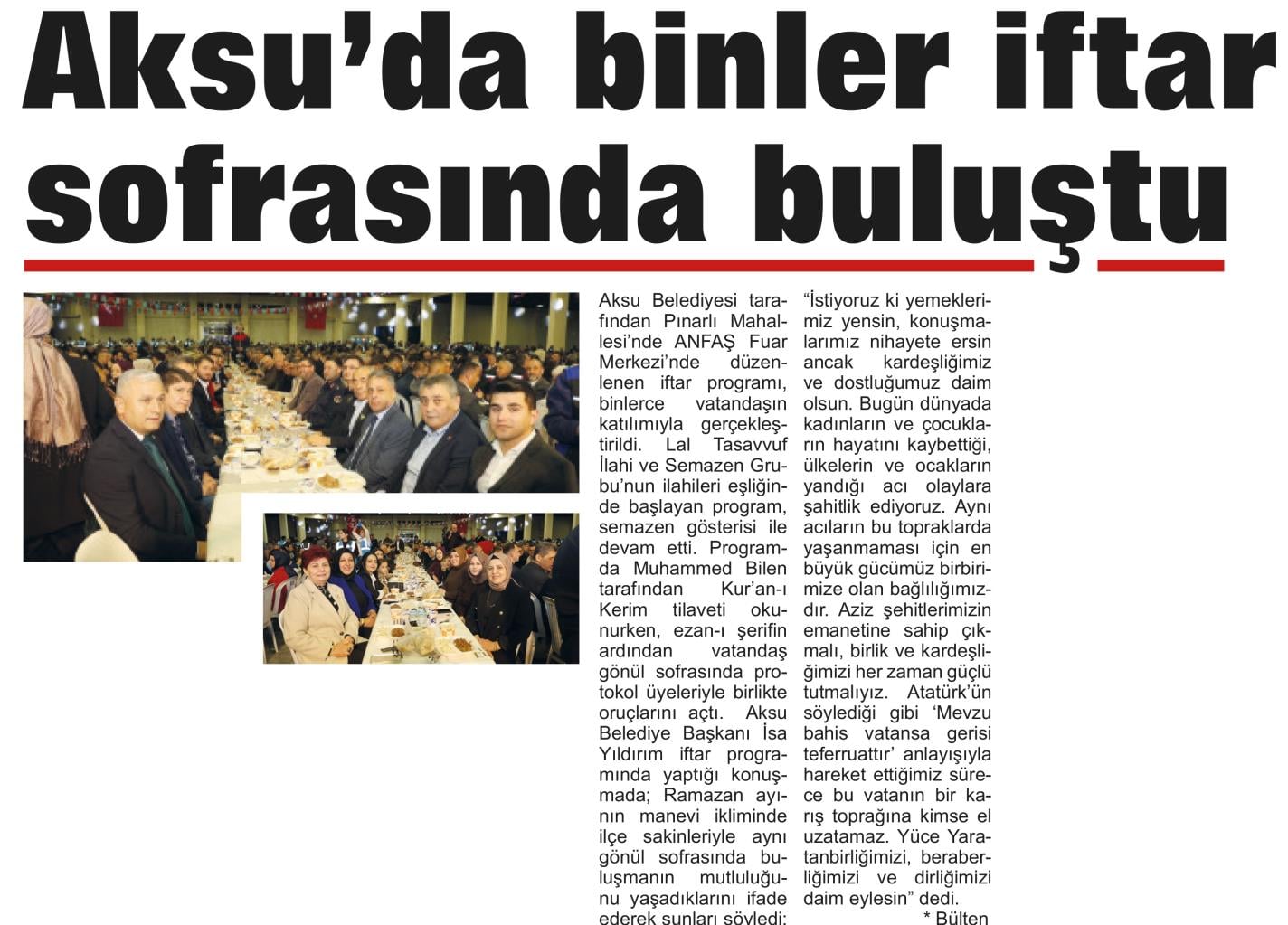 AKSU’DA BİNLER İFTAR SOFRASINDA BULUŞTU