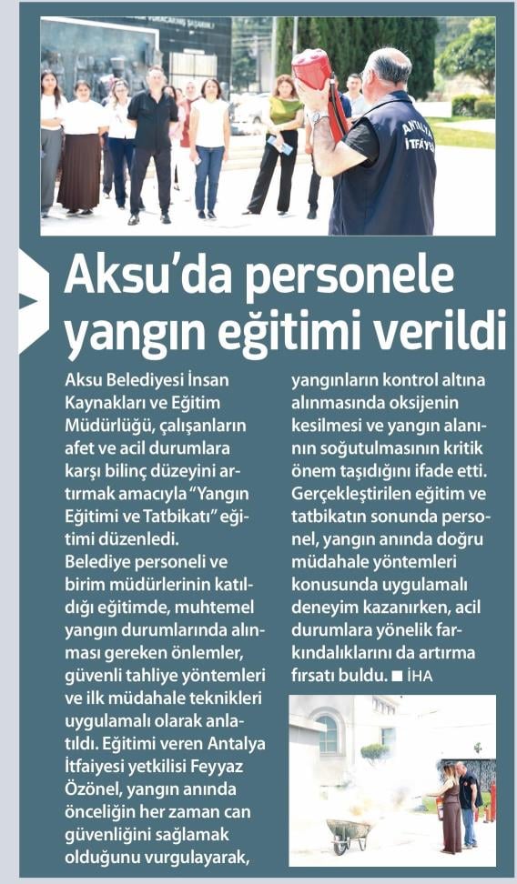 AKSU’DA PERSONELE YANGIN EĞİTİMİ VERİLDİ