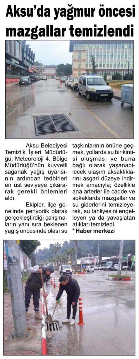 AKSU’DA YAĞMUR ÖNCESİ MAZGALLAR TEMİZLENDİ