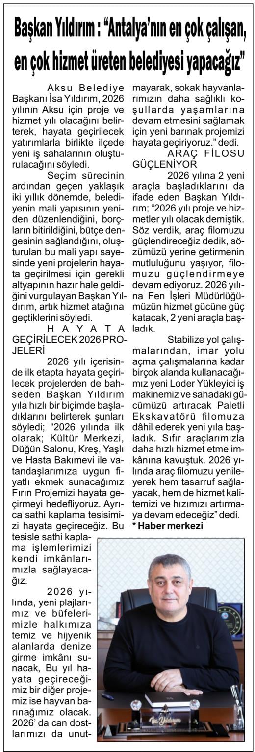 BAŞKAN YILDIRIM: “ANTALYA’NIN EN ÇOK ÇALIŞAN, EN ÇOK HİZMET ÜRETEN BELEDİYESİ YAPACAĞIZ”