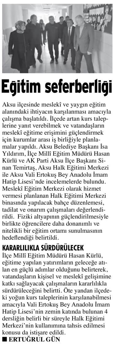 EĞİTİM SEFERBERLİĞİ