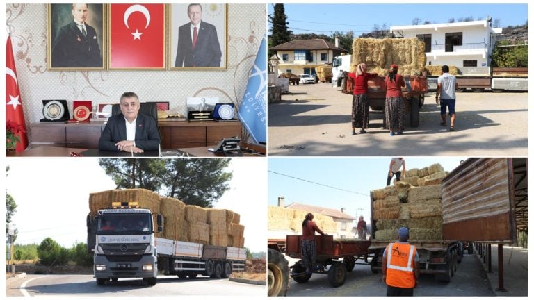 AKSU’DA YANGINDAN ETKİLENEN BÖLGELERE SAMAN DESTEĞİ