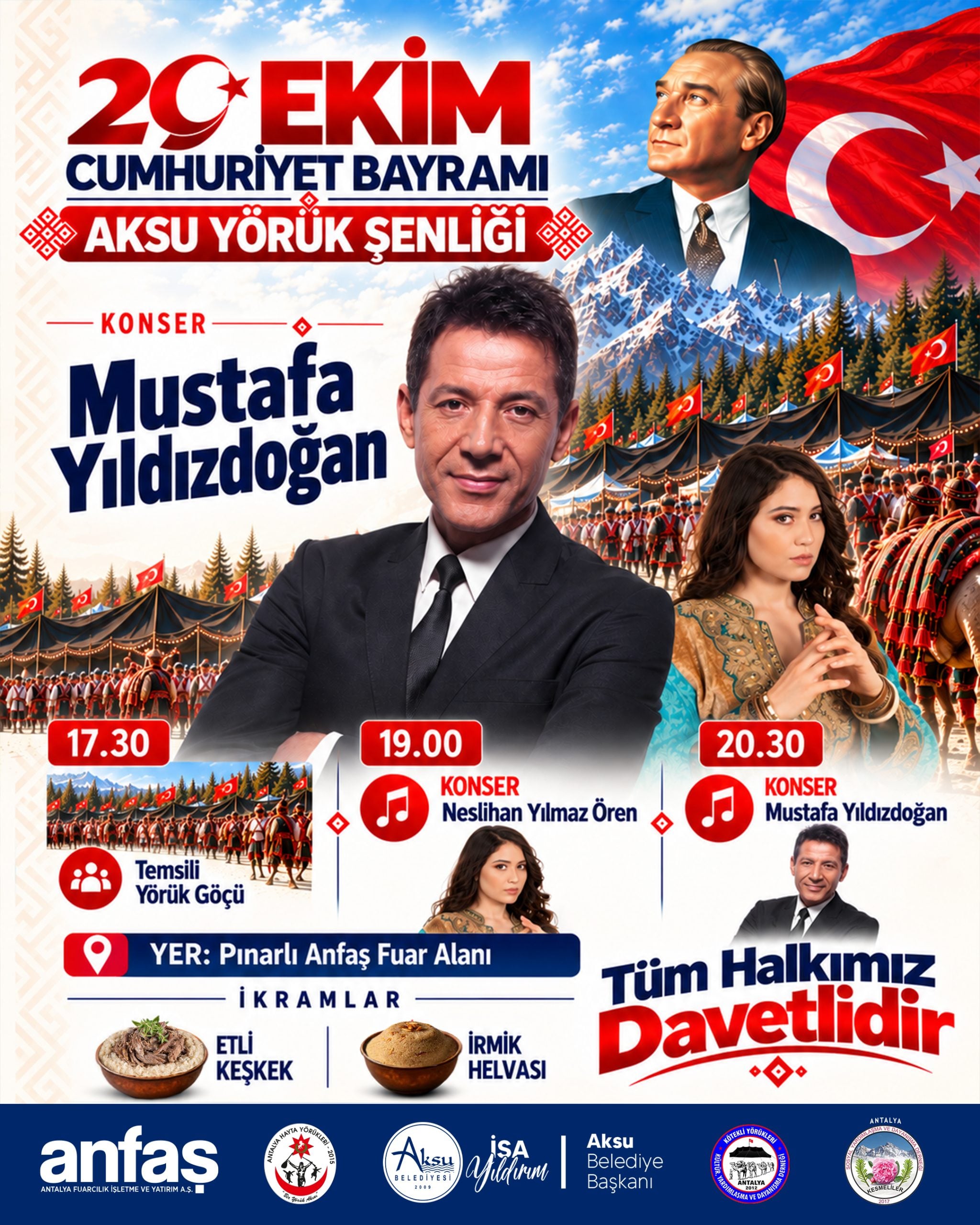 AKSU’DA CUMHURİYET BAYRAMI COŞKUSU KONSERLERLE TAÇLANACAK